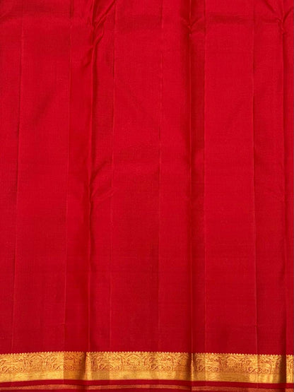 Handloom Kanchipuram Silk Saree – Classic Red with Gold Zari