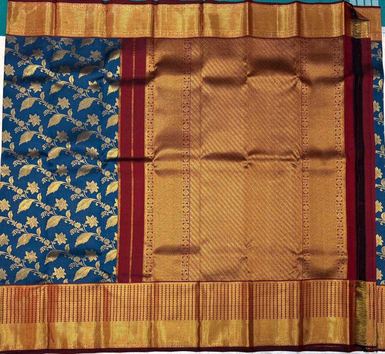 Handloom Kanchipuram Silk Saree – Blue with Rich Gold Zari