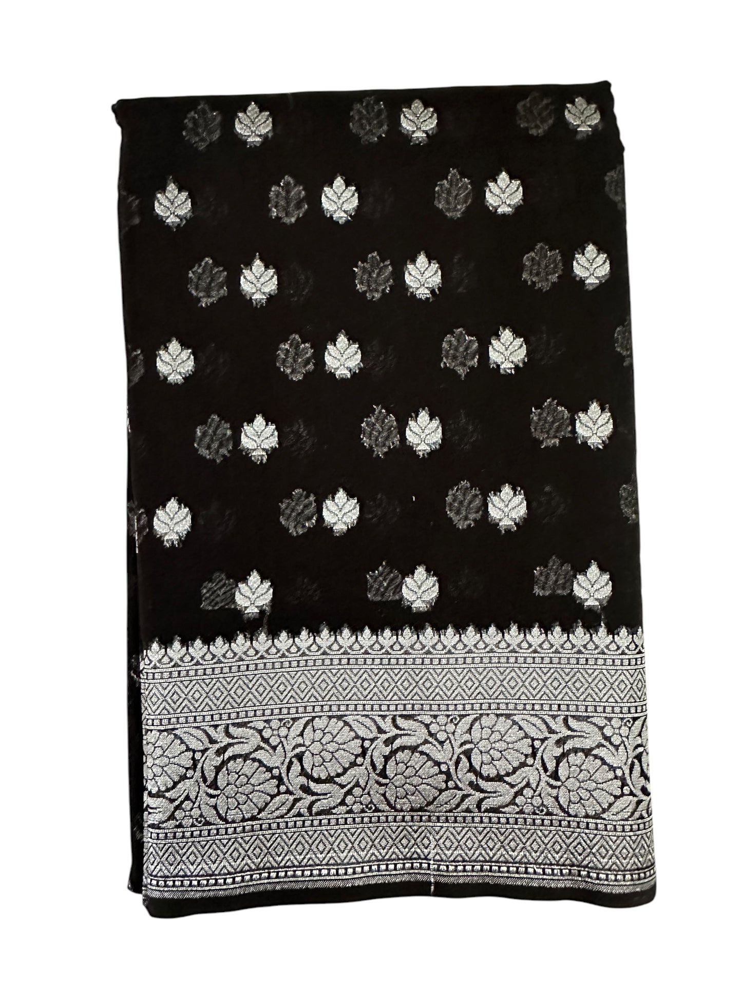 Banarasi Fancy Georgette Saree - Black and Silver