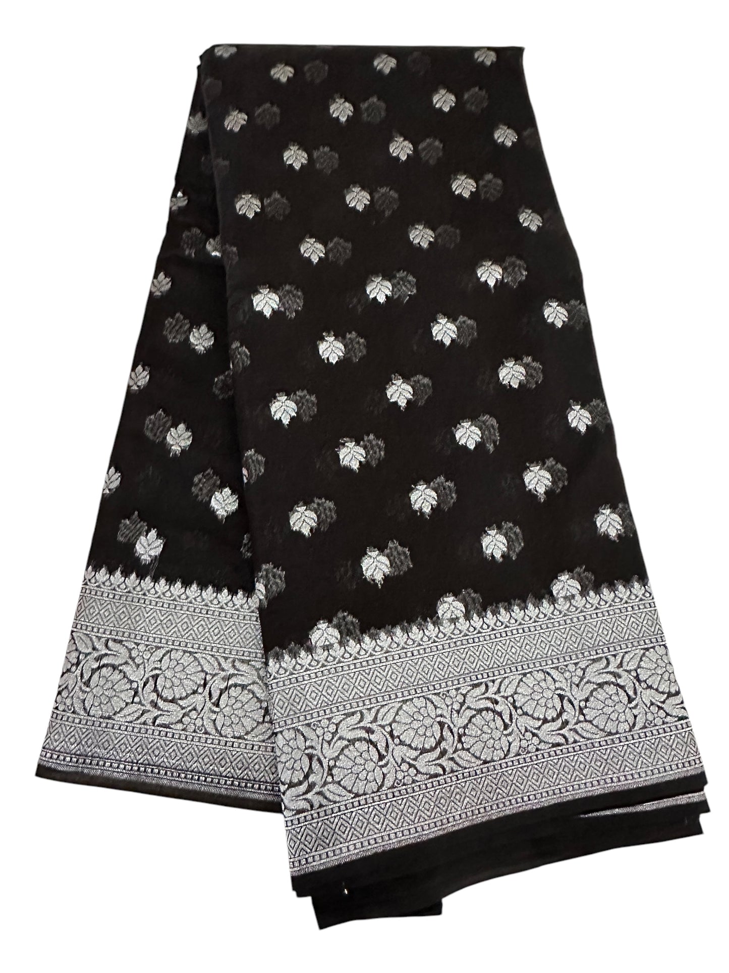 Banarasi Fancy Georgette Saree - Black and Silver