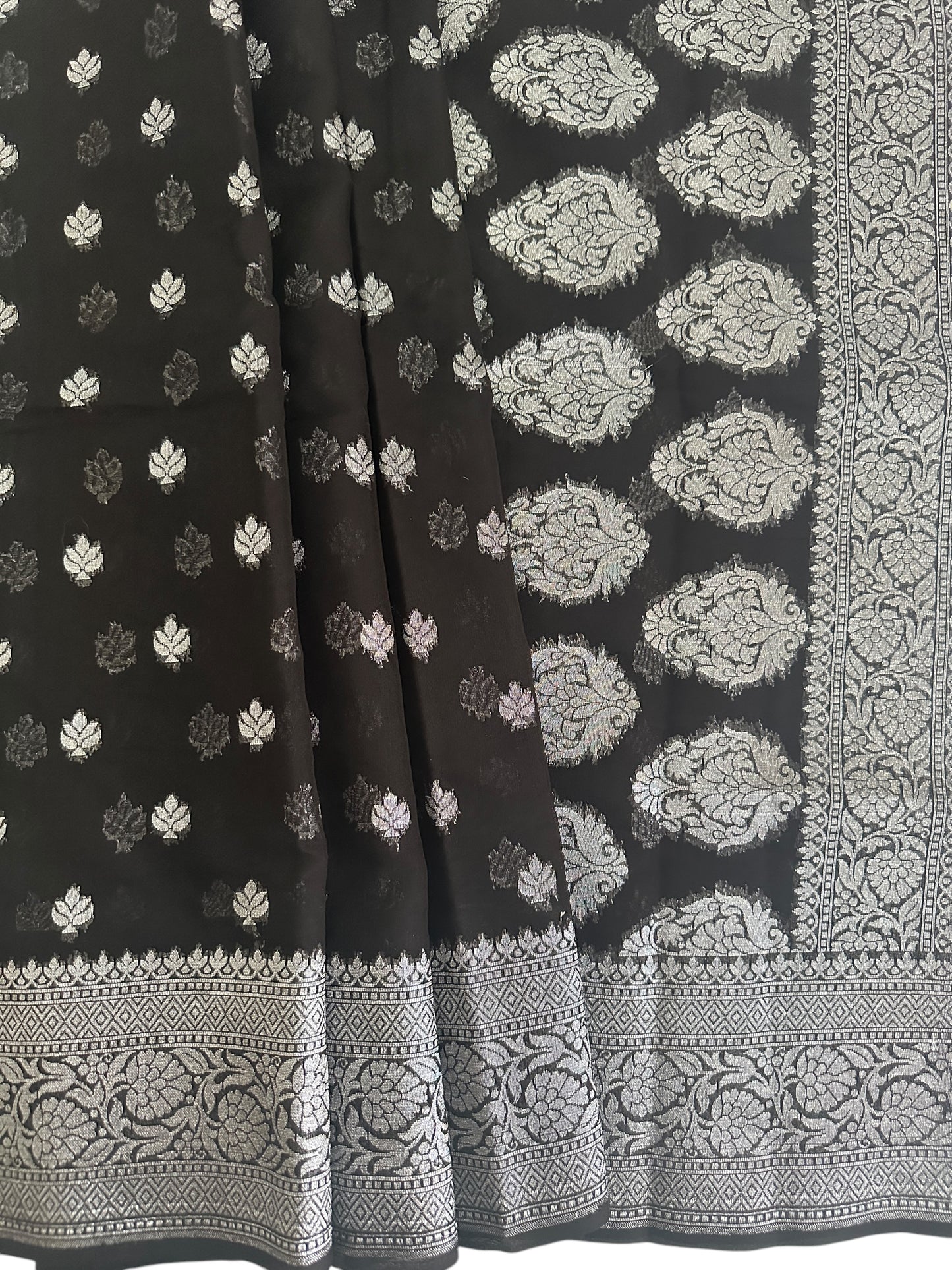 Banarasi Fancy Georgette Saree - Black and Silver