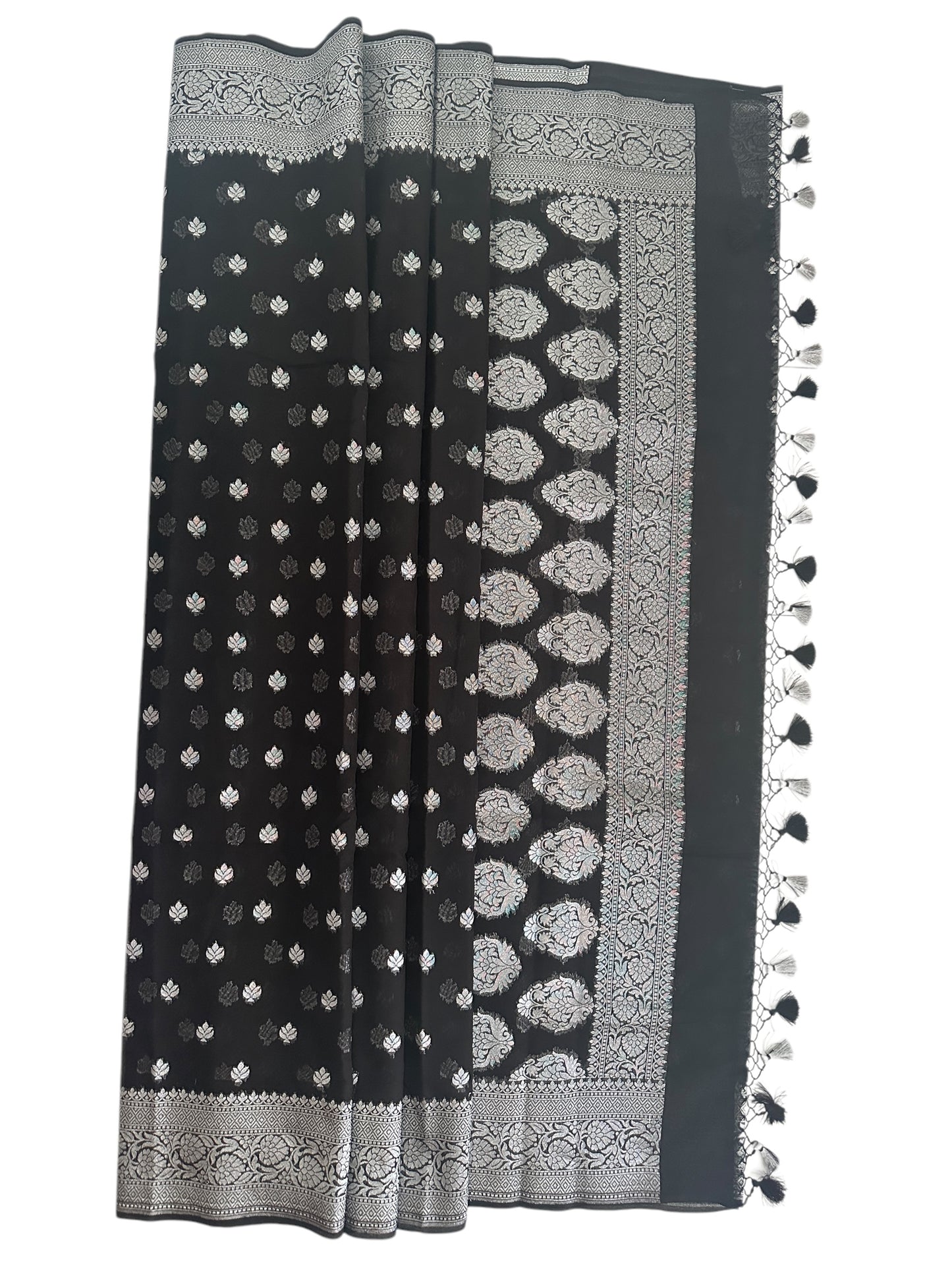 Banarasi Fancy Georgette Saree - Black and Silver