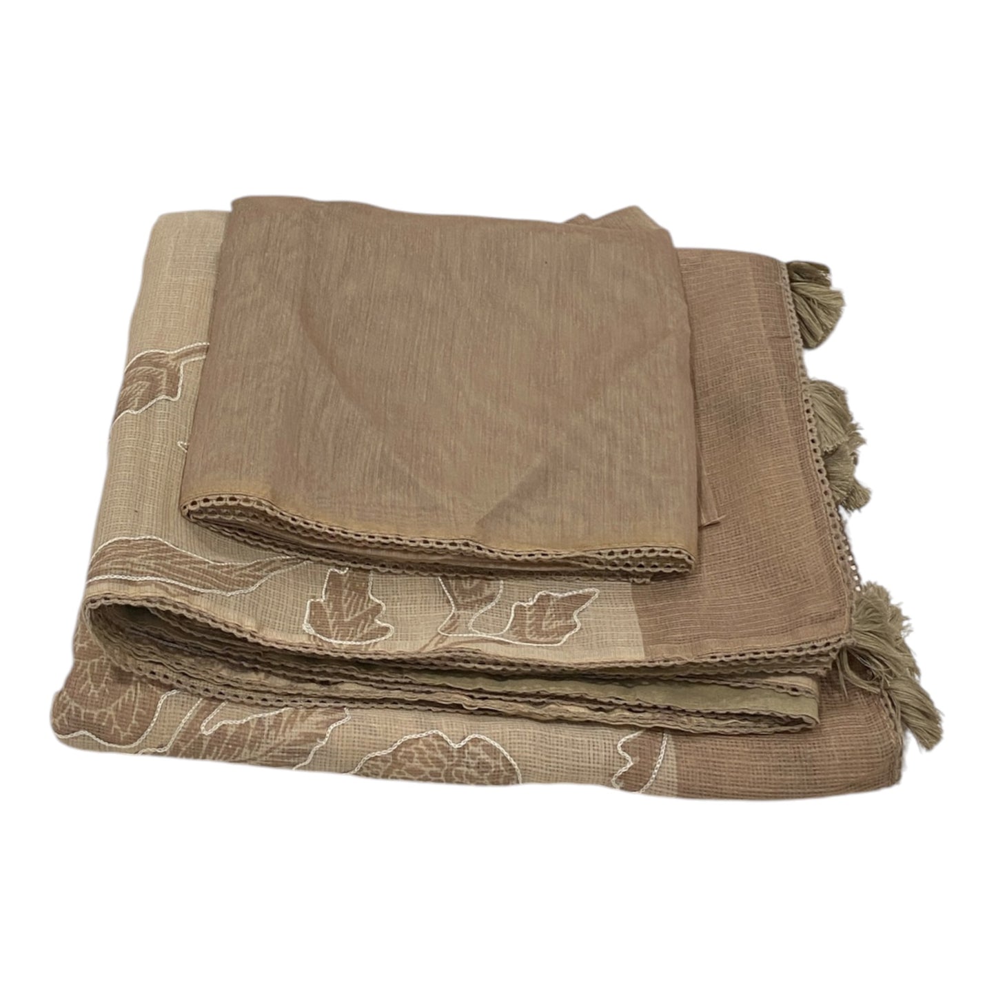 Fancy Kota Saree in Off White with Kantha Applique Work