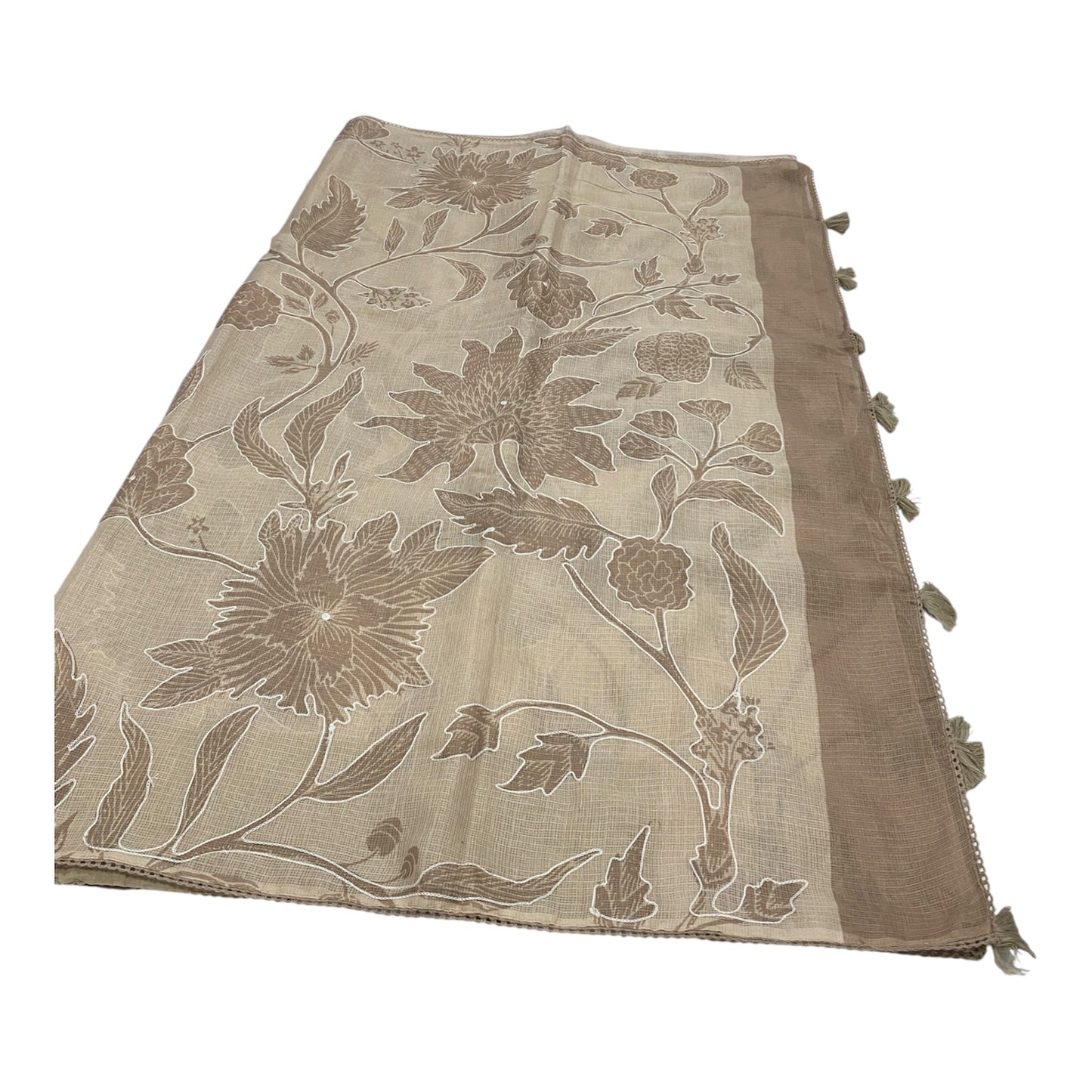 Fancy Kota Saree in Off White with Kantha Applique Work