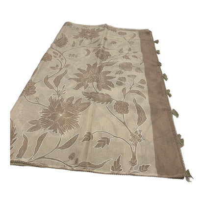 Fancy Kota Saree in Off White with Kantha Applique Work