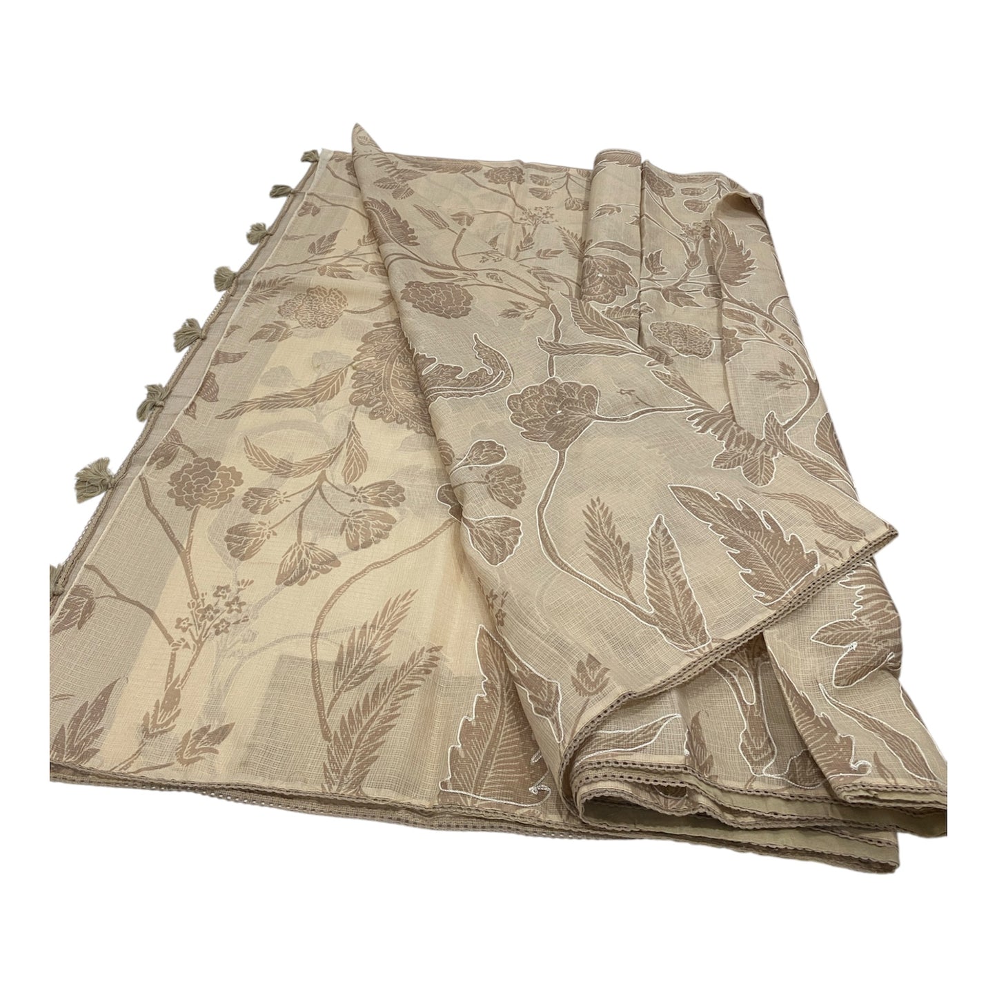Fancy Kota Saree in Off White with Kantha Applique Work