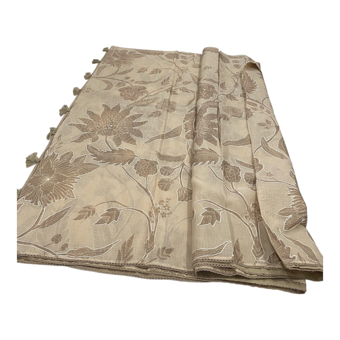 Fancy Kota Saree in Off White with Kantha Applique Work