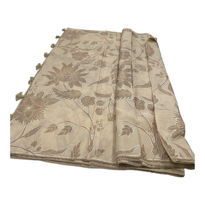 Fancy Kota Saree in Off White with Kantha Applique Work