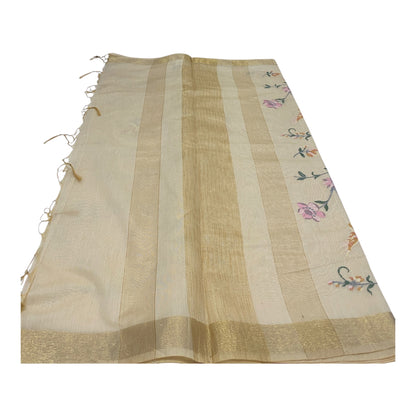 Fancy Chanderi Saree in Off White with All-Over Thread Work