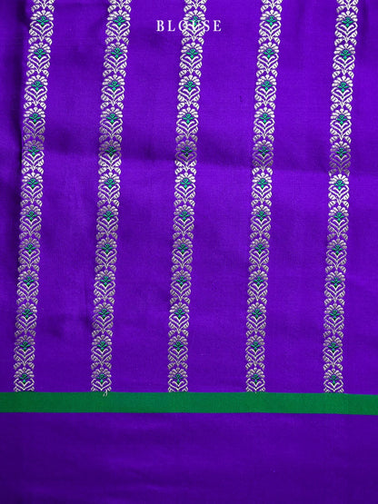 Purple Boota Satin Silk Handloom Banarasi Saree