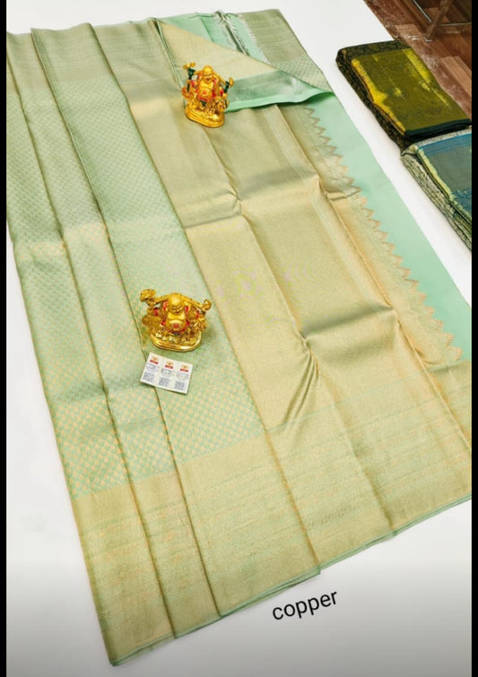 Pastel Green Pure Kanchipuram Silk Saree |Silk Mark Certified