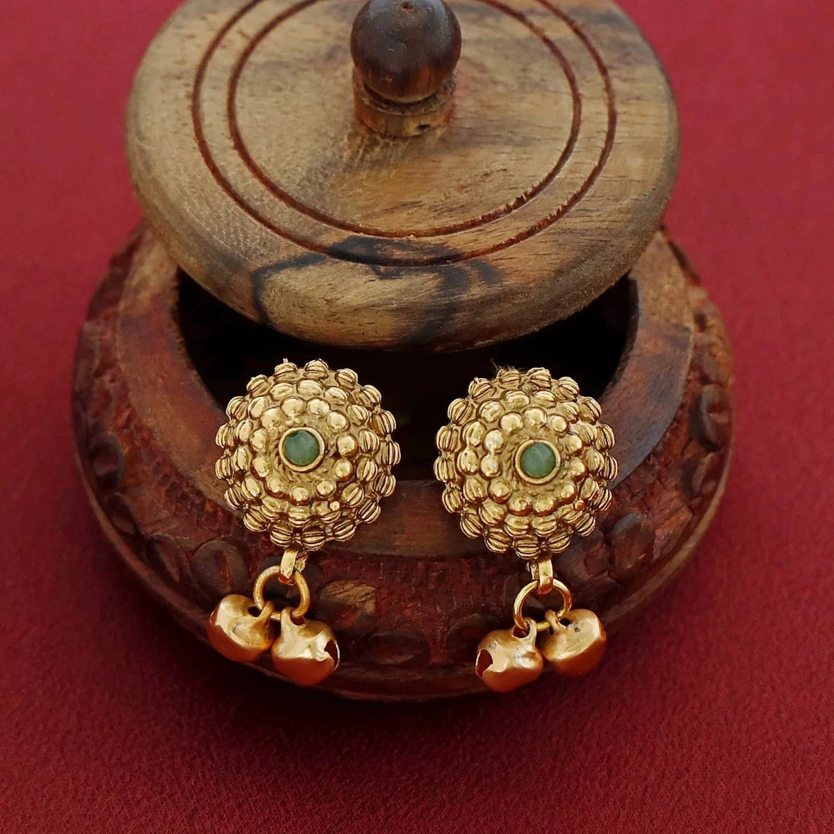 Mint Green Ghungroo Short Neckpiece Set with Earrings