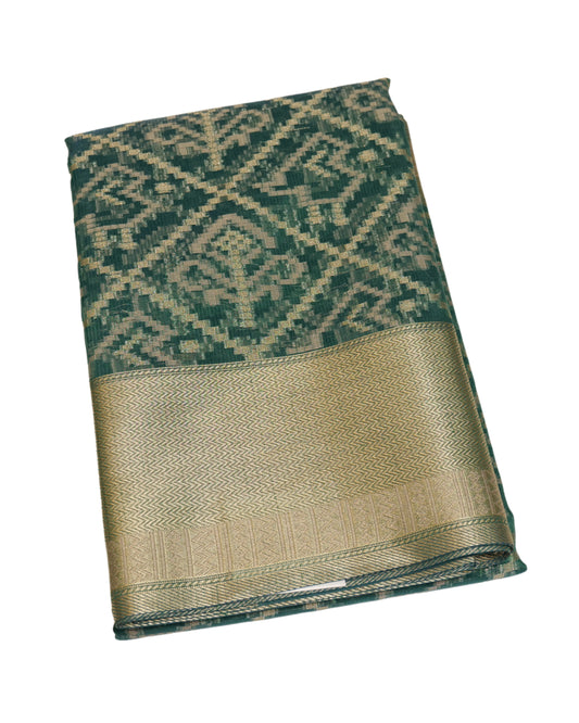 Fancy Chanderi Supernet Saree with Golden Zari Border