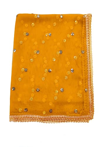 Net Embroidered Dupatta - Mustard