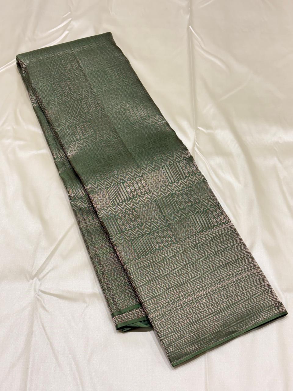 Handwoven pure silk saree with zari motifs and grand pallu