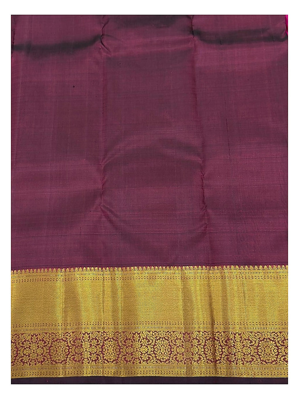 Bright Pink Handwoven Kanchipuram Silk Saree with Gold Elephant Motifs and Floral Gold Border