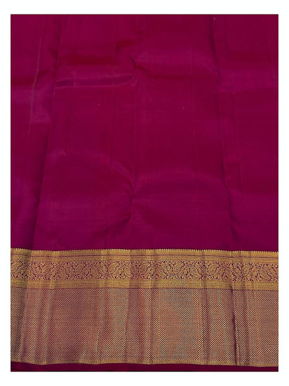 Bright Pink Handwoven Kanchipuram Silk Saree with Gold Elephant Motifs and Rich Woven Pallu
