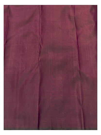 Copper Gold Handwoven Kanchipuram Silk Saree with Rose Pink Pallu and Silver Grey Contrast