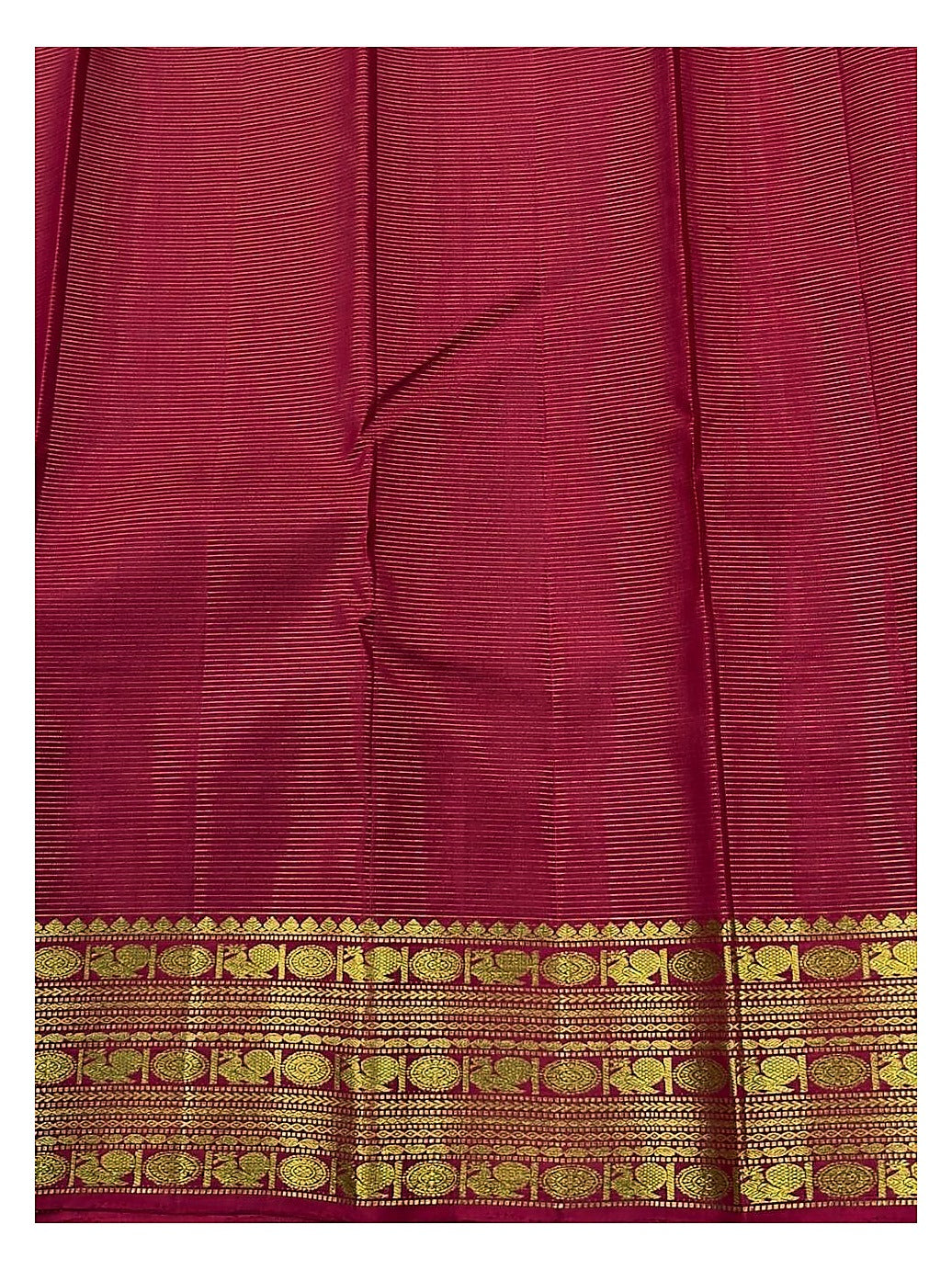 Deep Pink Red Handwoven Kanchipuram Silk Saree with Gold Butta Motifs and Rich Woven Pallu
