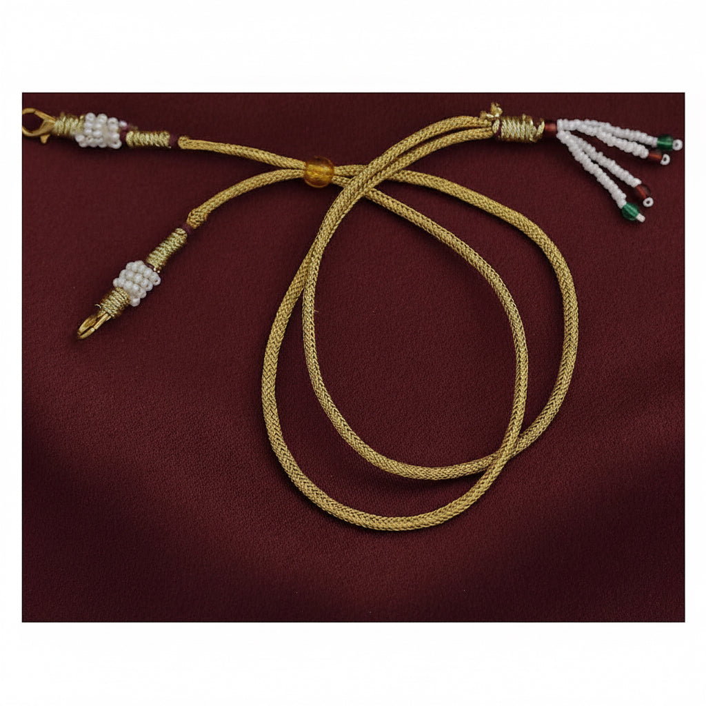Floral Long Haram Set with Earrings - Antique Gold-Toned