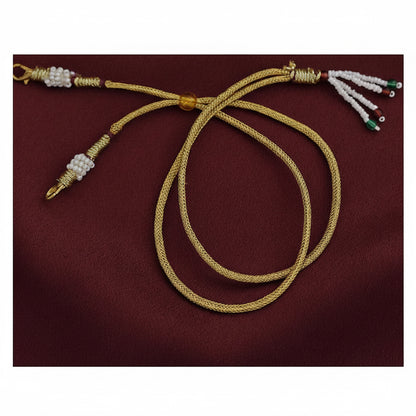 Floral Long Haram Set with Earrings - Antique Gold-Toned
