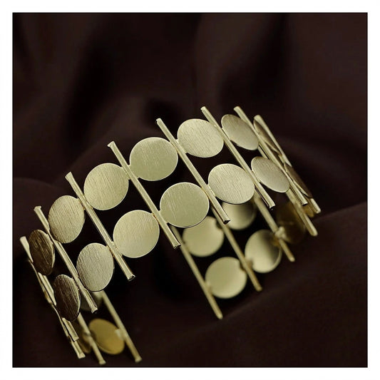 Gold-Toned Adjustable 2-Layer Coin Line Bangle