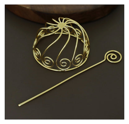 Golden Hair Bun Cage with Stick - Option 3