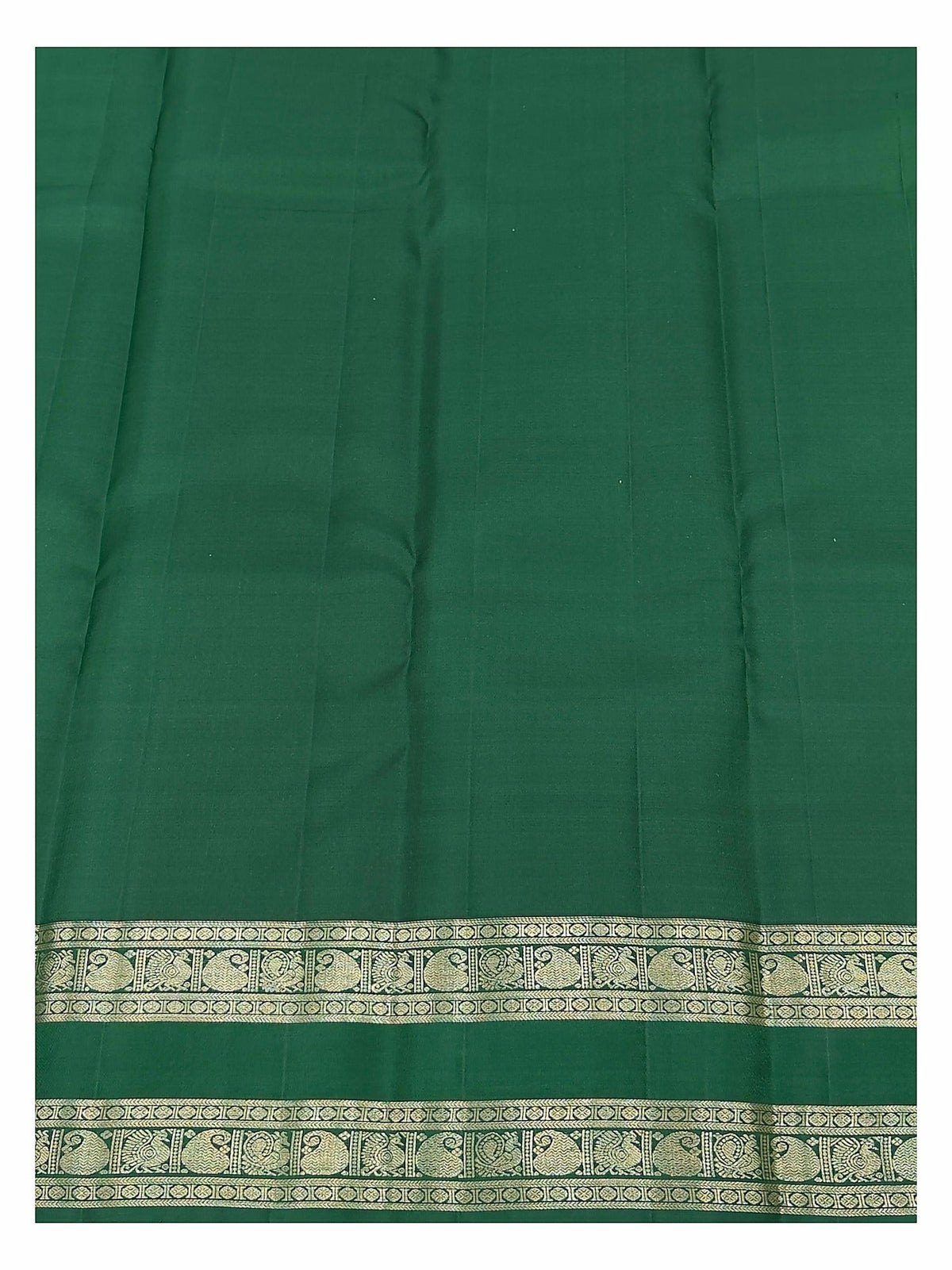 Handwoven Kanchipuram Silk Saree - Blush Pink with Emerald Green and Gold-Toned Peacock Border
