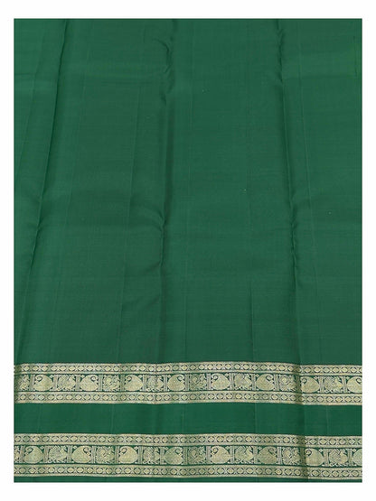 Handwoven Kanchipuram Silk Saree - Blush Pink with Emerald Green and Gold-Toned Peacock Border