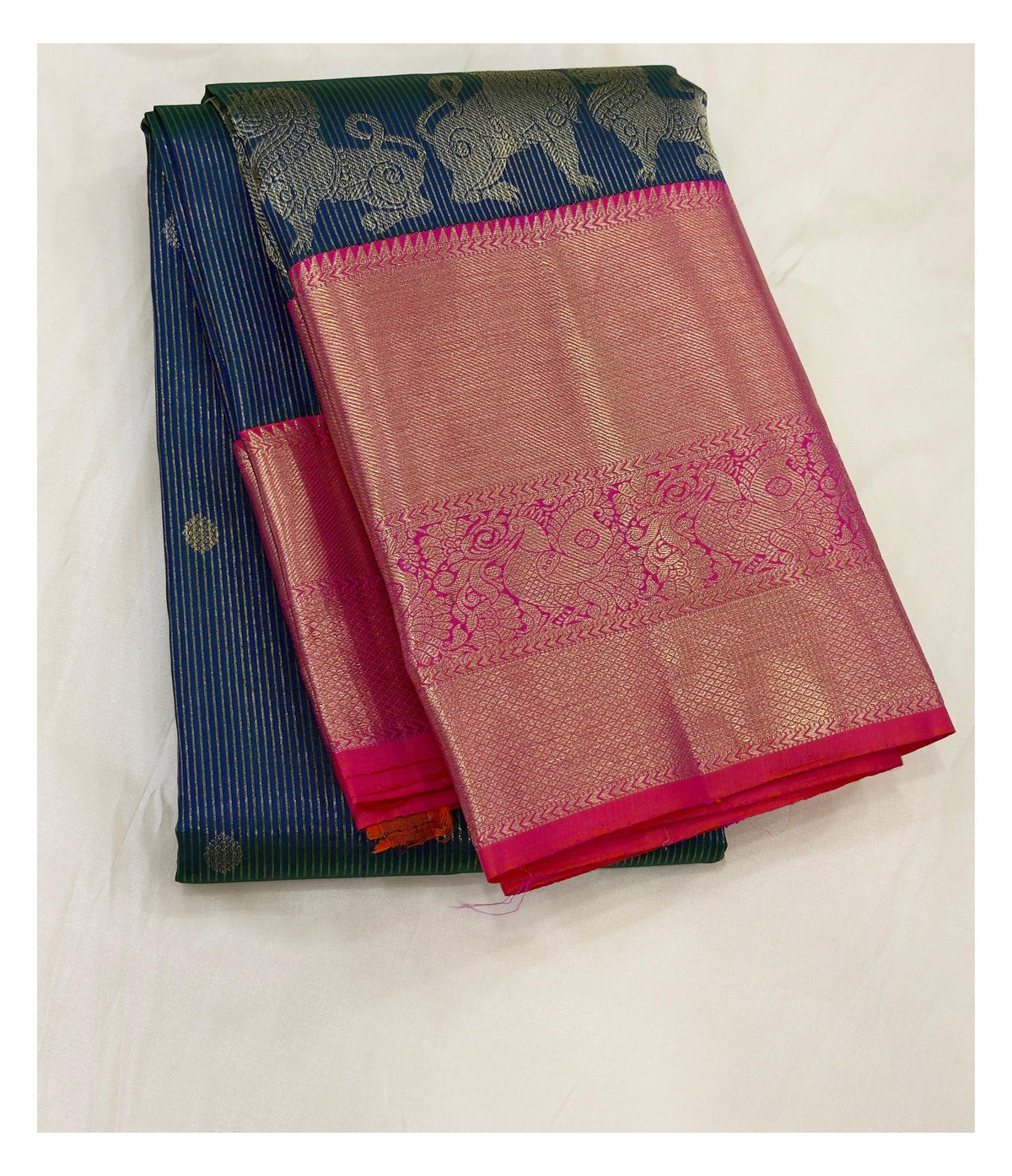 Handwoven Kanchipuram Silk Saree front view