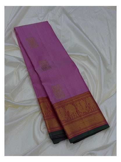 Handwoven Kanchipuram Silk Saree in Pink with Zari Border