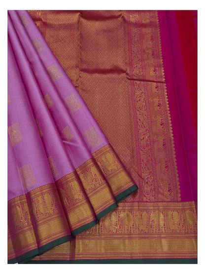 Handwoven Kanchipuram Silk Saree in Pink with Zari Border