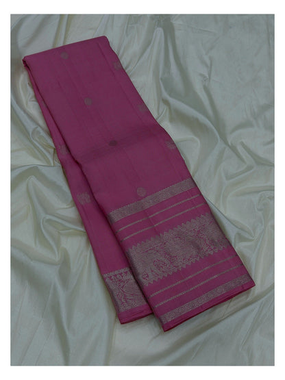 Handwoven Kanchipuram Silk Saree in Pink with Zari Buttas