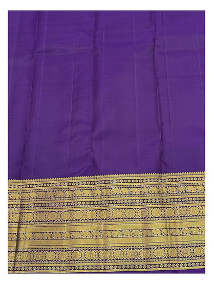 Handwoven Kanchipuram Silk Saree in Purple with Rich Gold Border