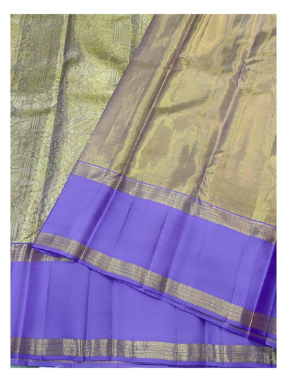 Handwoven Kanchipuram Silk Saree in Violet with Gold-Toned Woven Body