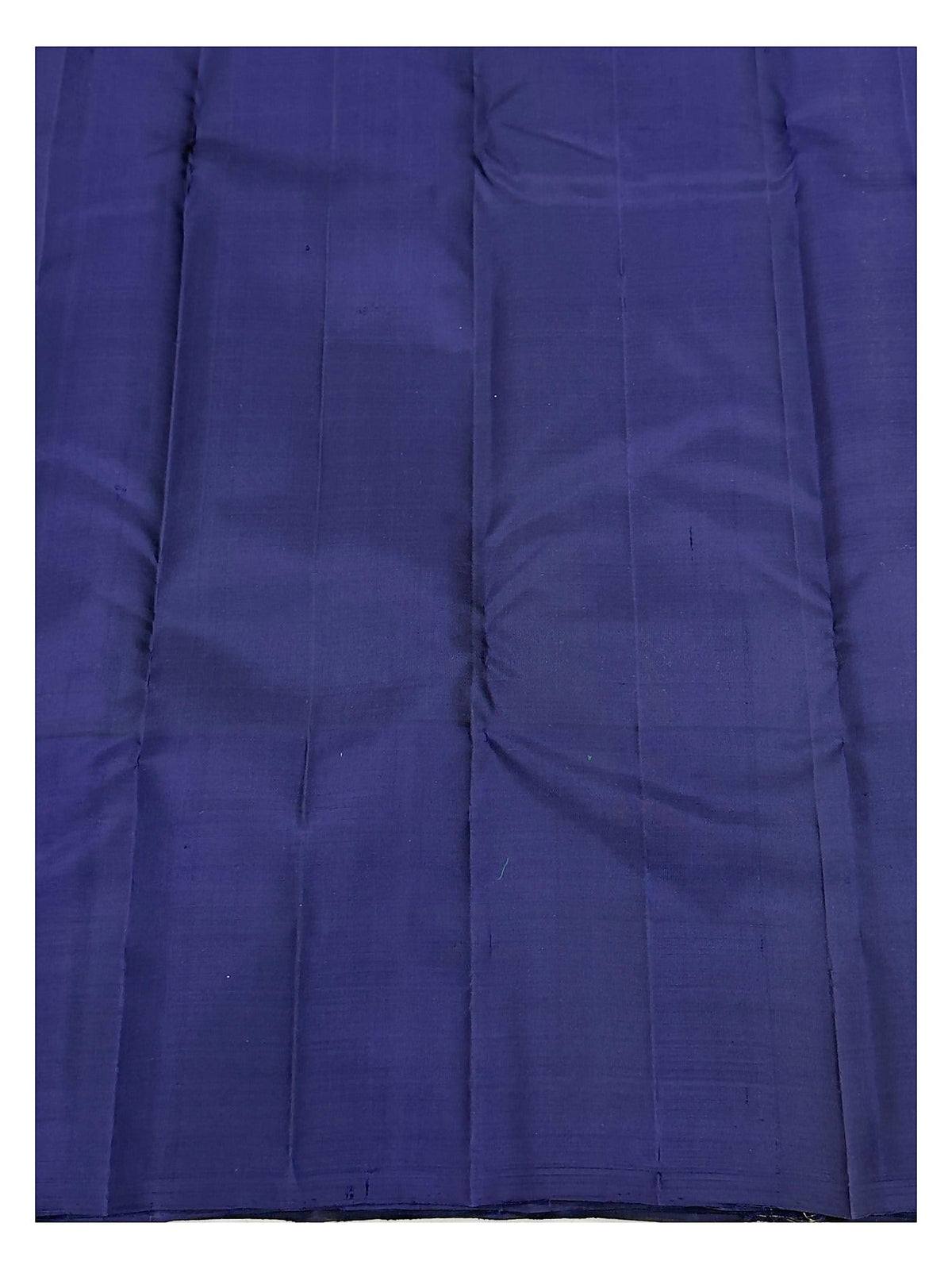 Handwoven Kanchipuram Silk Saree - Indigo Blue with Magenta-Gold Brocade Pallu and Zari Motifs