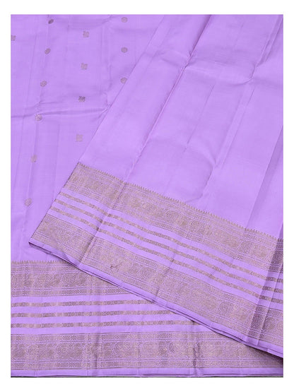 Handwoven Kanchipuram Silk Saree - Lilac with Gold-Toned Border