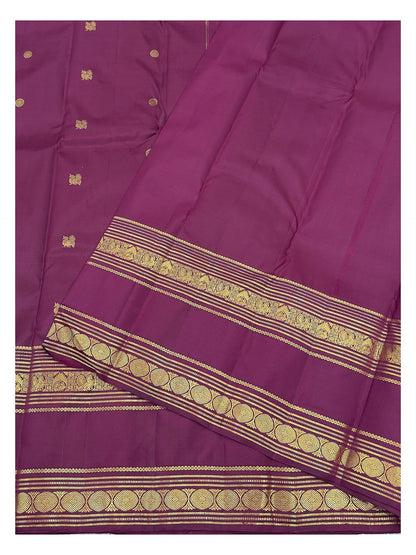 Handwoven Kanchipuram Silk Saree - Maroon with Gold-Toned Woven Border