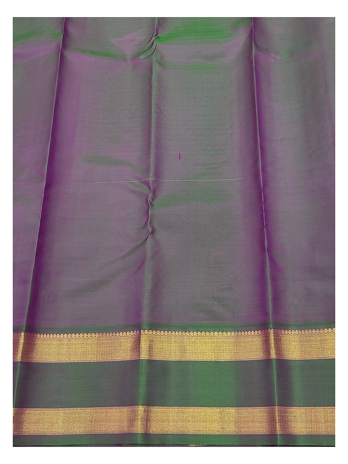 Handwoven Kanchipuram Silk Saree - Purple with Green Border front view