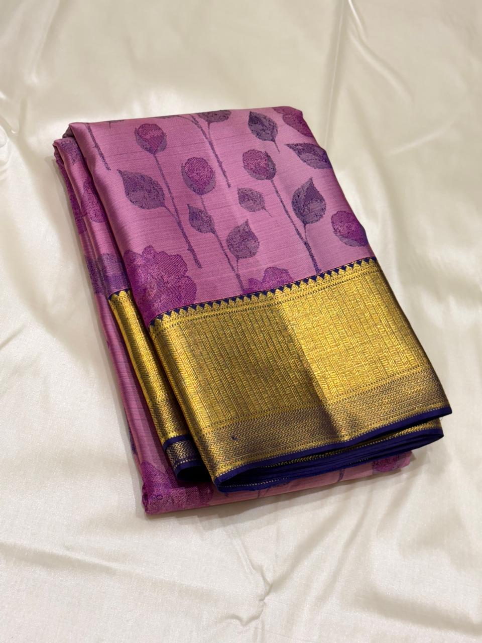Silk Mark certified pure silk saree with floral weave