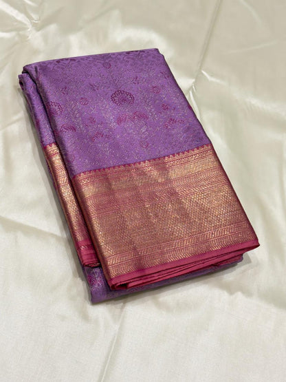 Pure silk Kanchipuram saree certified by Silk Mark with elegant detailing