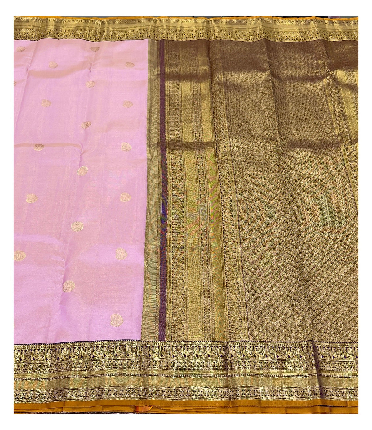 Lavender Handwoven Kanchipuram Silk Saree with Gold Buttas