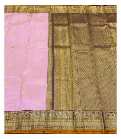 Lavender Handwoven Kanchipuram Silk Saree with Gold Buttas