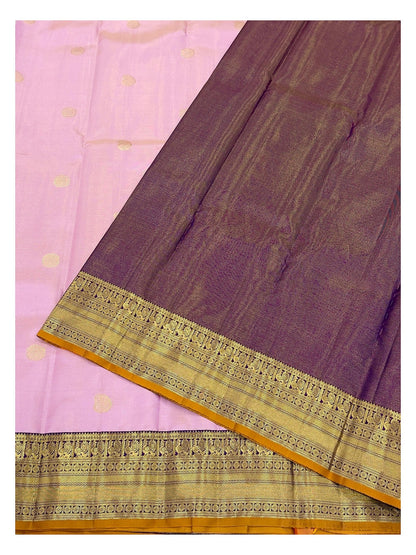Lavender Handwoven Kanchipuram Silk Saree with Gold Buttas