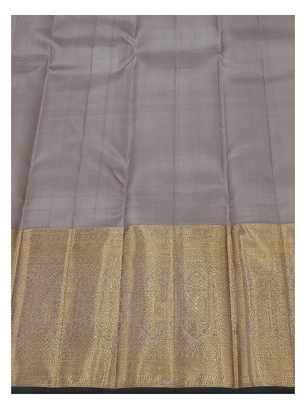 Light Sage Handwoven Kanchipuram Silk Saree with Gold Butta Motifs and Teal Edge