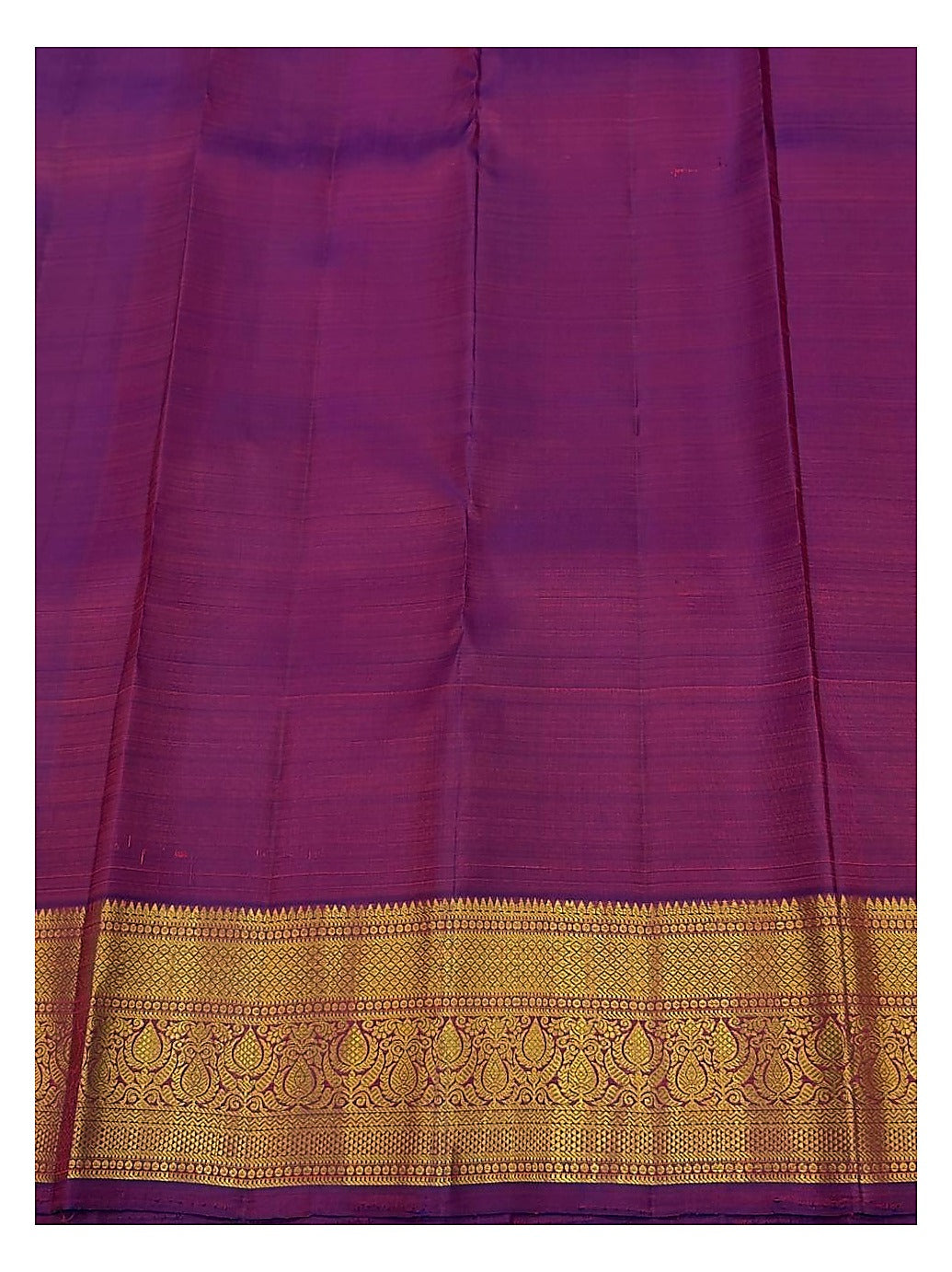 Magenta Handwoven Kanchipuram Silk Saree with Gold Butta Motifs and Broad Paisley Zari Border