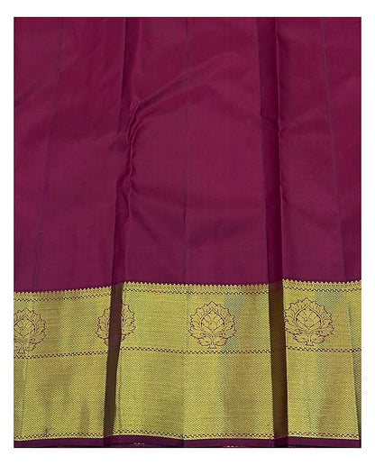 Magenta Handwoven Pure Silk Saree with Gold Floral Weave and Broad Border