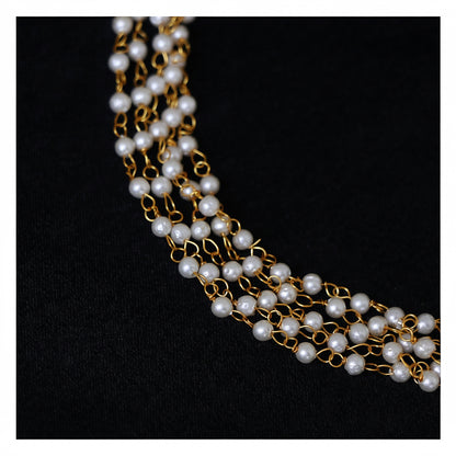 Pearl 5 Layer Short Neckpiece - Gold-Toned