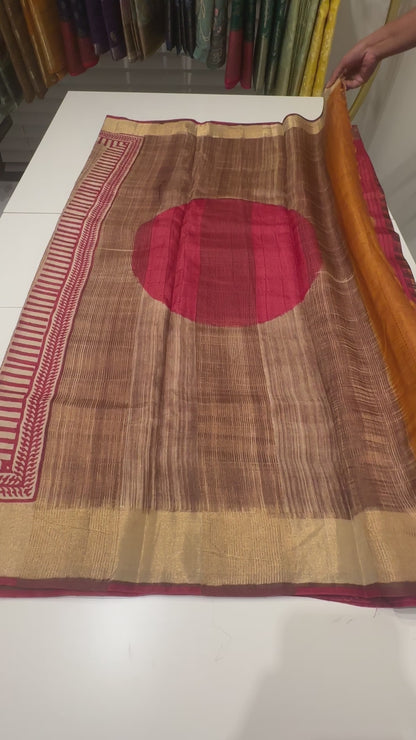 Pure Tussar Silk Saree with Kantha Work