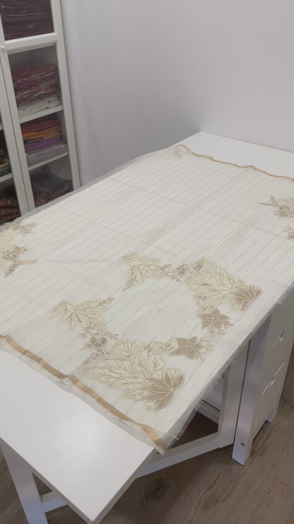 Fancy Chanderi Saree in Off White with Rich Embroidery Work